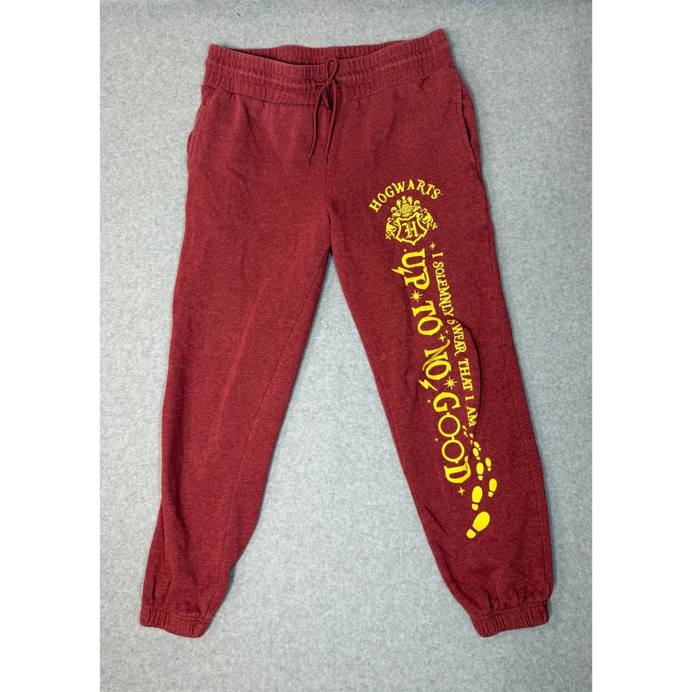 Harry Potter Joggers Pants Womens Large Hogwarts Marauders Map Graphic Red L